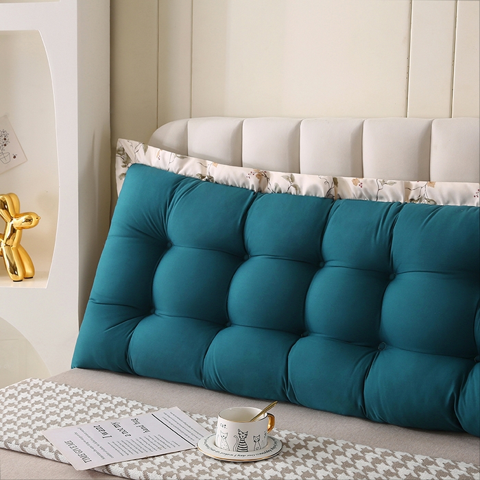 91家纺网 家纺一手货源 找家纺 永光家居 2026新款洛熙床头靠垫（不供多多） 孔雀蓝