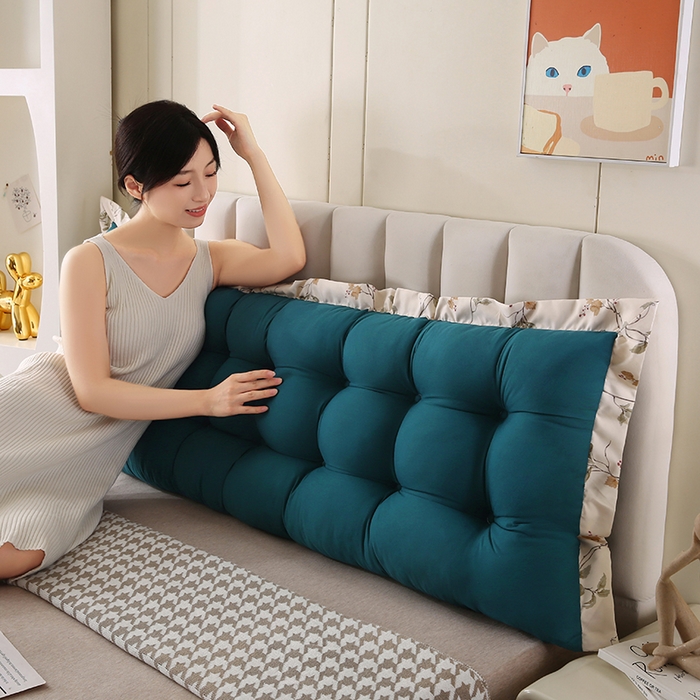 91家纺网 家纺一手货源 找家纺 永光家居 2026新款洛熙床头靠垫（不供多多） 孔雀蓝