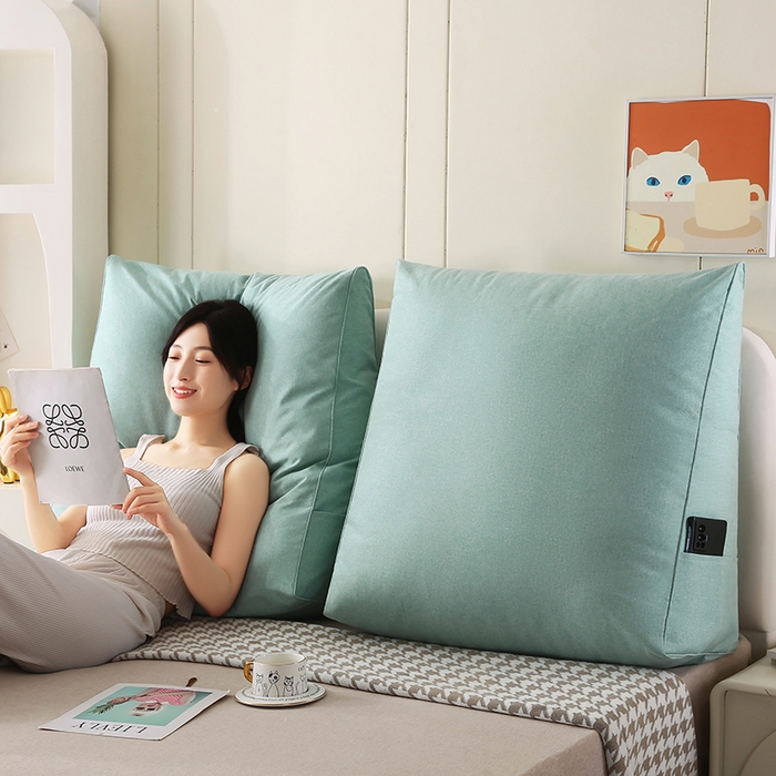 91家纺网 家纺一手货源 找家纺 永光家居 2026新款韩式三角靠垫（不供多多） 艾绿色