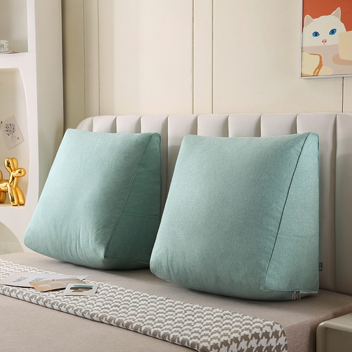 91家纺网 家纺一手货源 找家纺 永光家居 2026新款韩式三角靠垫（不供多多） 艾绿色