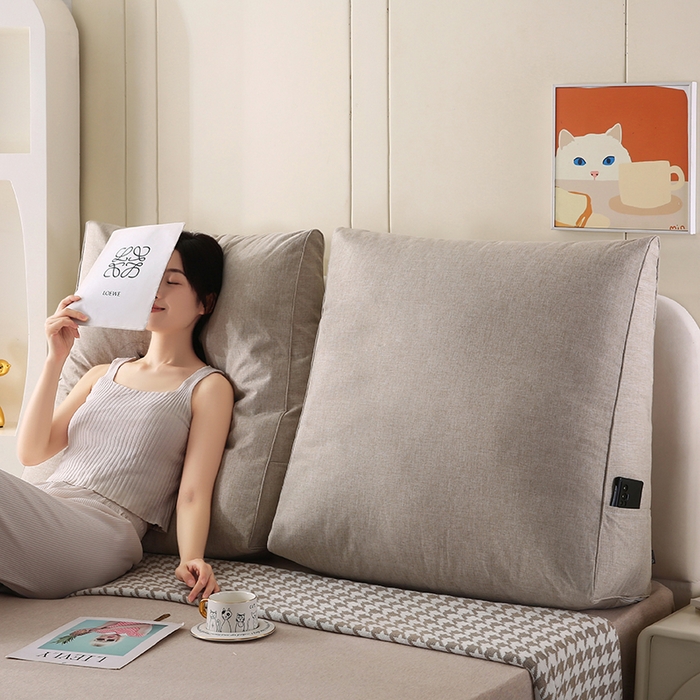 91家纺网 家纺一手货源 找家纺 永光家居 2026新款韩式三角靠垫（不供多多） 浅麻色