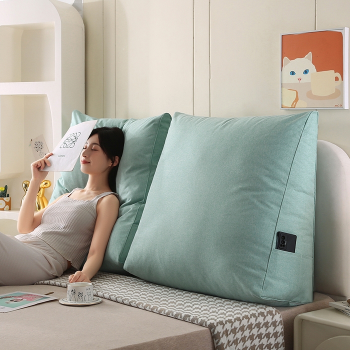 91家纺网 家纺一手货源 找家纺 永光家居 2026新款韩式三角靠垫（不供多多） 艾绿色