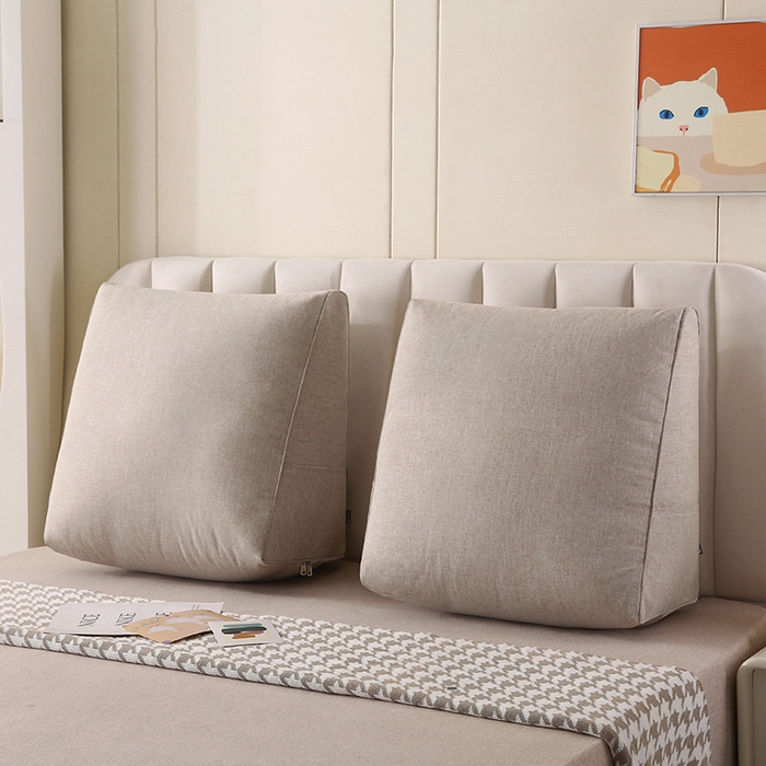 91家纺网 家纺一手货源 找家纺 永光家居 2026新款韩式三角靠垫（不供多多） 浅麻色