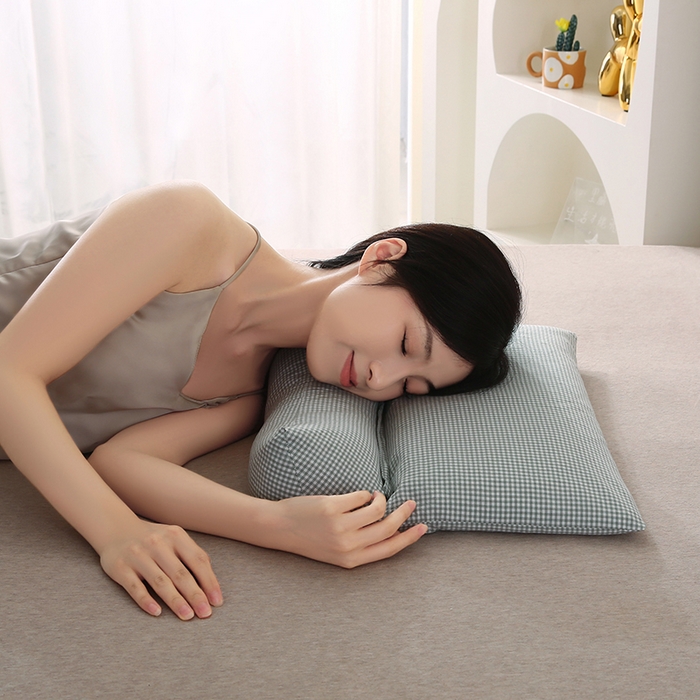 91家纺网 家纺一手货源 找家纺 （总）永光家居 2026新款格子全棉水洗荞麦枕枕头枕芯（不供多多）