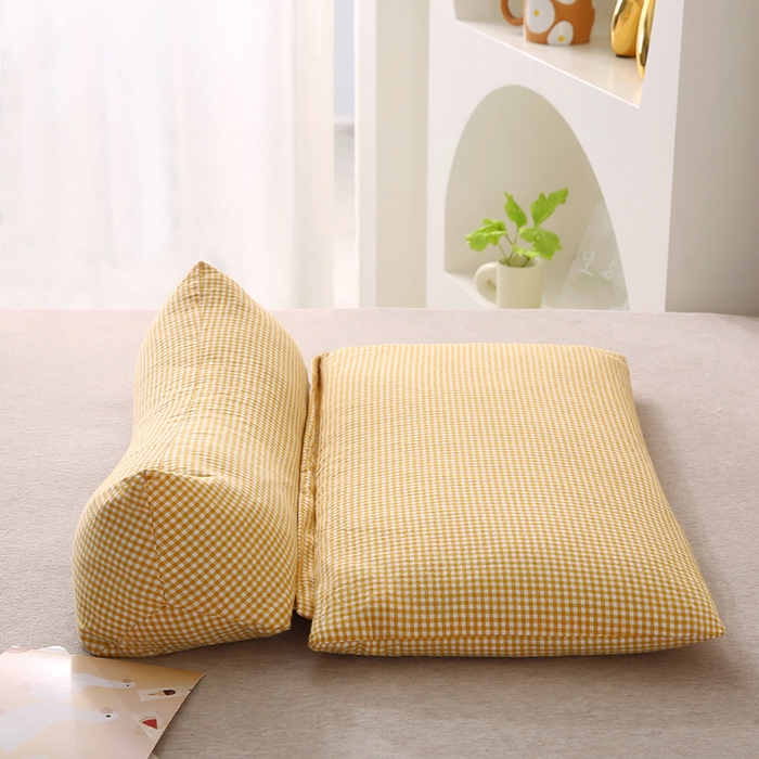 91家纺网 家纺一手货源 找家纺 永光家居 2026新款格子全棉水洗荞麦枕枕头枕芯（不供多多） 黄色