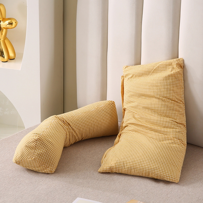 91家纺网 家纺一手货源 找家纺 永光家居 2026新款格子全棉水洗荞麦枕枕头枕芯（不供多多） 黄色