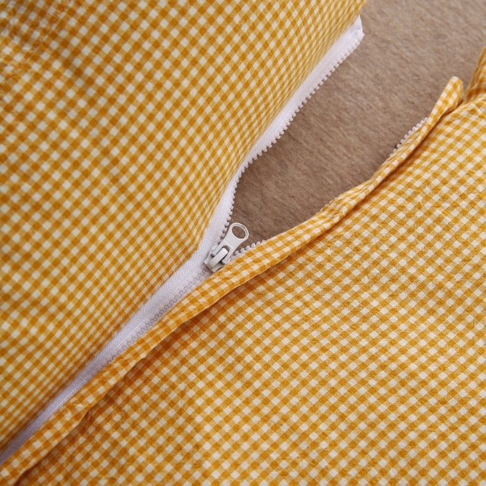 91家纺网 家纺一手货源 找家纺 永光家居 2026新款格子全棉水洗荞麦枕枕头枕芯（不供多多） 黄色