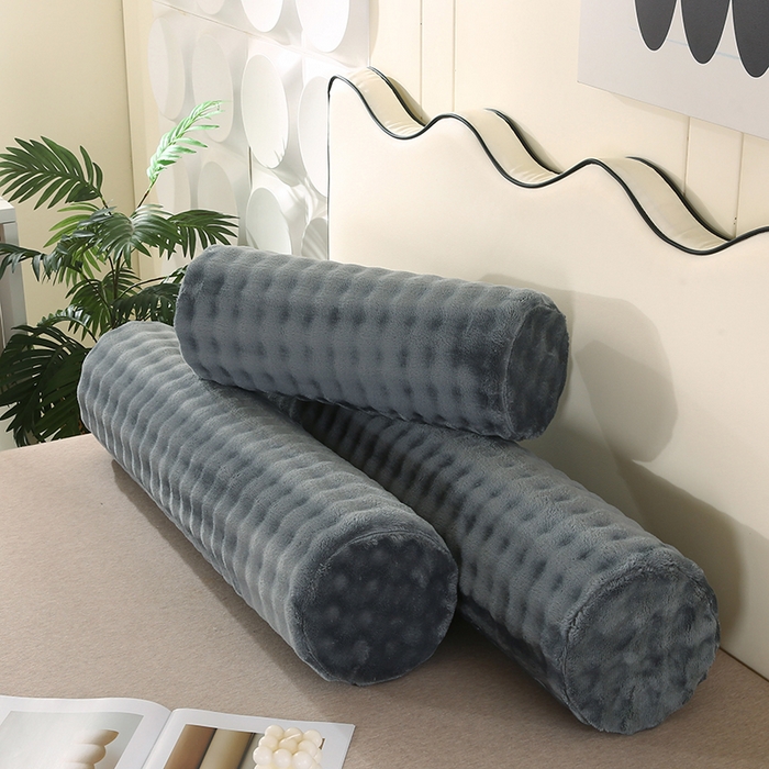 91家纺网 家纺一手货源 找家纺 永光家居 2026新款记忆棉圆柱枕枕头枕芯（不供多多） 兔毛绒 深灰