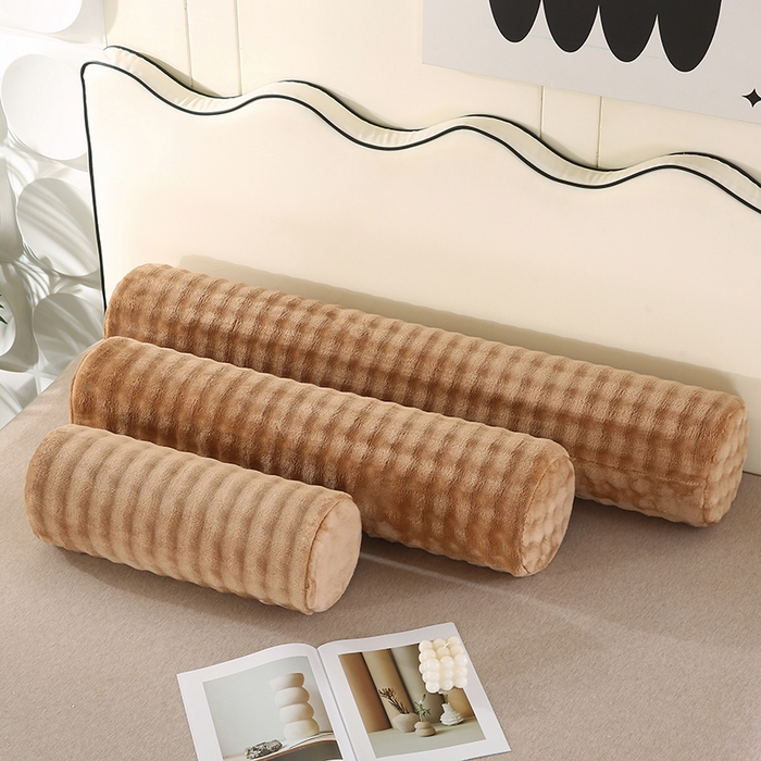 91家纺网 家纺一手货源 找家纺 永光家居 2026新款记忆棉圆柱枕枕头枕芯（不供多多） 兔毛绒 卡其