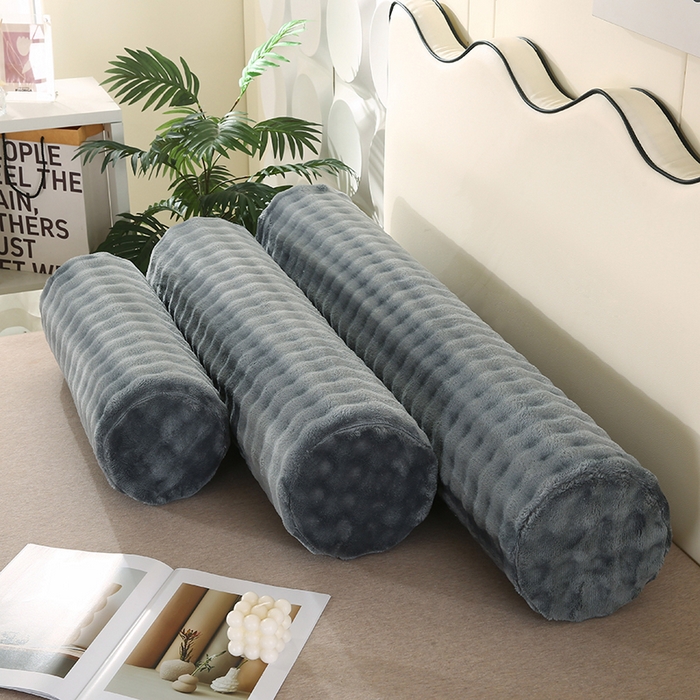 91家纺网 家纺一手货源 找家纺 永光家居 2026新款记忆棉圆柱枕枕头枕芯（不供多多） 兔毛绒 深灰