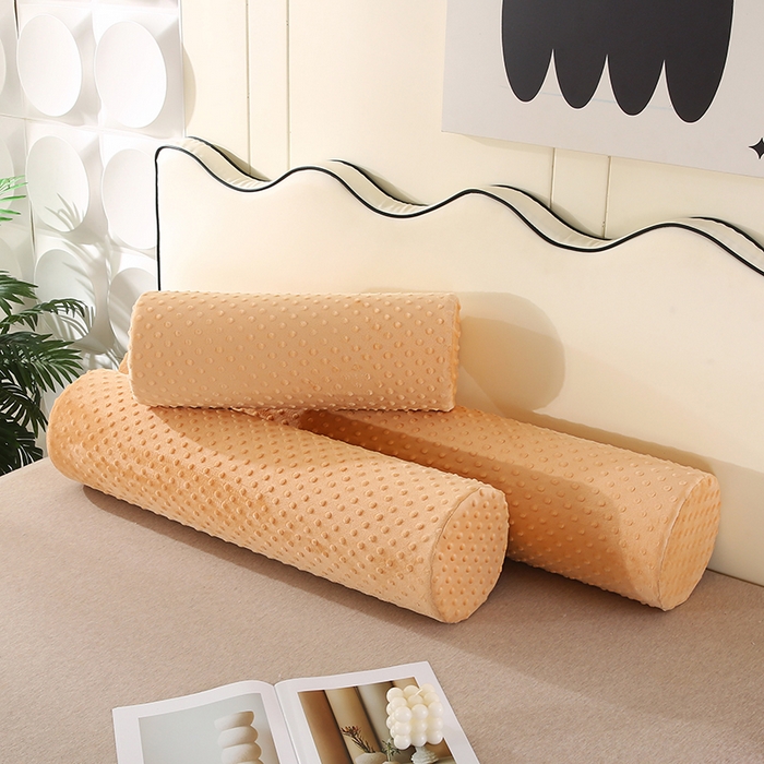 91家纺网 家纺一手货源 找家纺 永光家居 2026新款记忆棉圆柱枕枕头枕芯（不供多多） 绒豆豆 驼色