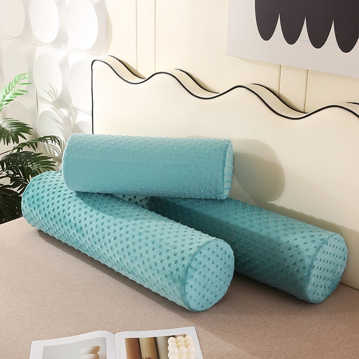 91家纺网 家纺一手货源 找家纺 永光家居 2026新款记忆棉圆柱枕枕头枕芯（不供多多） 绒豆豆 绿色