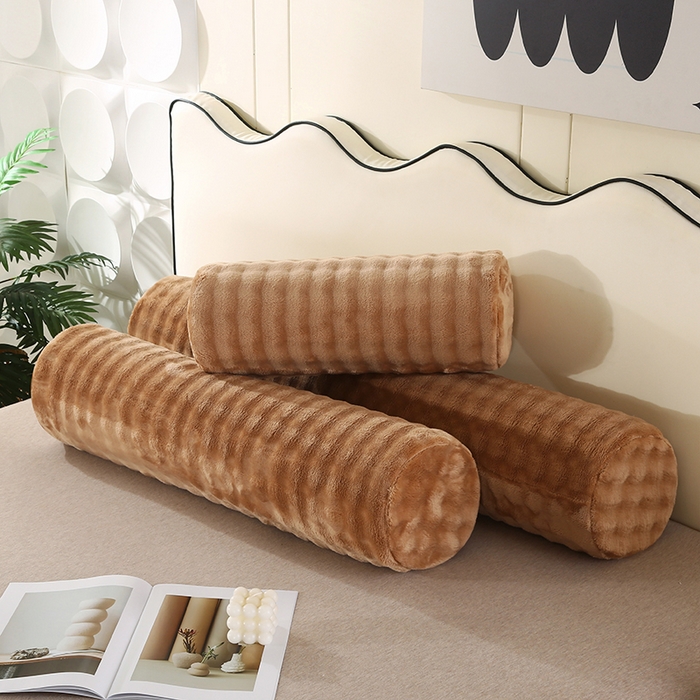 91家纺网 家纺一手货源 找家纺 永光家居 2026新款记忆棉圆柱枕枕头枕芯（不供多多） 兔毛绒 卡其