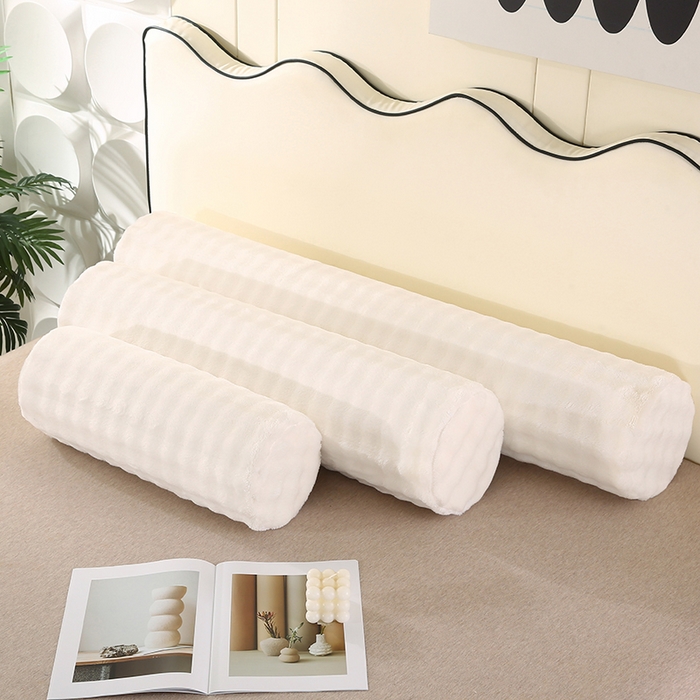 91家纺网 家纺一手货源 找家纺 永光家居 2026新款记忆棉圆柱枕枕头枕芯（不供多多） 兔毛绒 白色