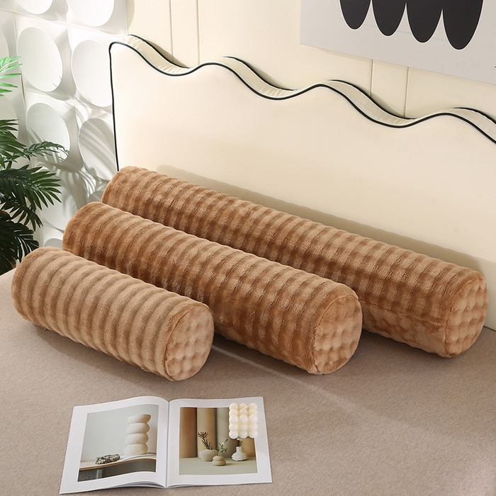 91家纺网 家纺一手货源 找家纺 永光家居 2026新款记忆棉圆柱枕枕头枕芯（不供多多） 兔毛绒 卡其