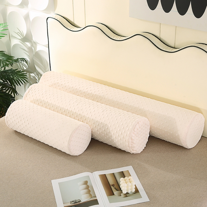 91家纺网 家纺一手货源 找家纺 永光家居 2026新款记忆棉圆柱枕枕头枕芯（不供多多） 绒豆豆 白色