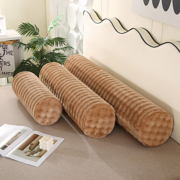 91家纺网 家纺一手货源 找家纺 永光家居 2026新款记忆棉圆柱枕枕头枕芯（不供多多） 兔毛绒 卡其