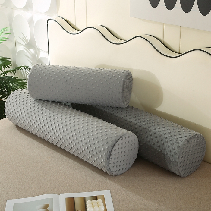 91家纺网 家纺一手货源 找家纺 永光家居 2026新款记忆棉圆柱枕枕头枕芯（不供多多） 绒豆豆 灰色