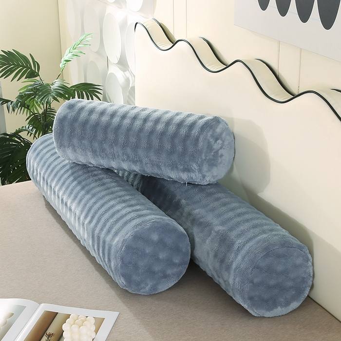 91家纺网 家纺一手货源 找家纺 永光家居 2026新款记忆棉圆柱枕枕头枕芯（不供多多） 兔毛绒 雾霾蓝