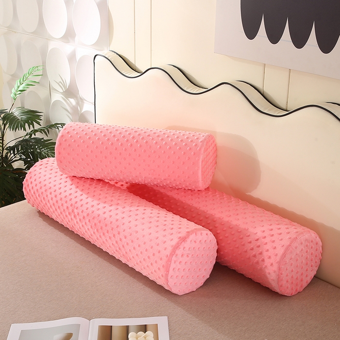 91家纺网 家纺一手货源 找家纺 永光家居 2026新款记忆棉圆柱枕枕头枕芯（不供多多） 绒豆豆 玉色