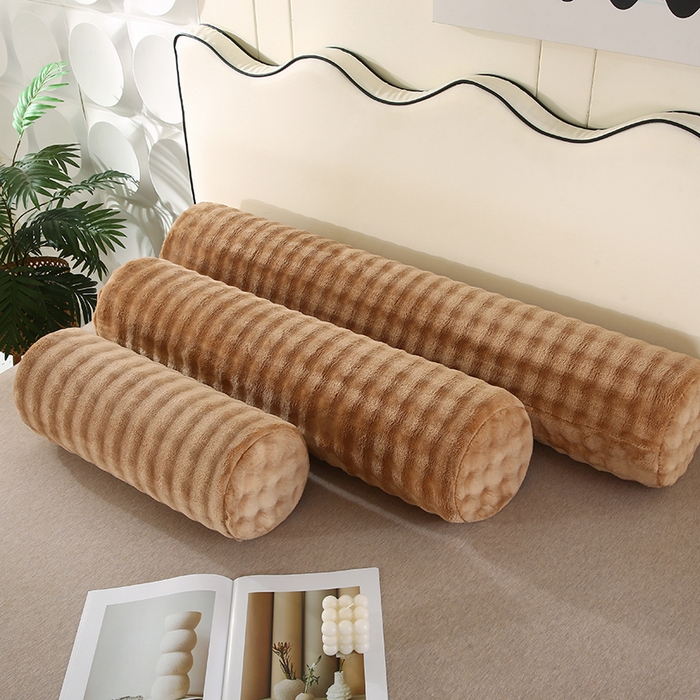 91家纺网 家纺一手货源 找家纺 永光家居 2026新款记忆棉圆柱枕枕头枕芯（不供多多） 兔毛绒 卡其