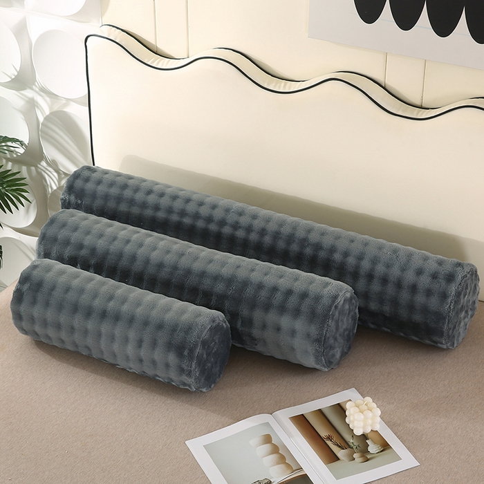 91家纺网 家纺一手货源 找家纺 永光家居 2026新款记忆棉圆柱枕枕头枕芯（不供多多） 兔毛绒 深灰