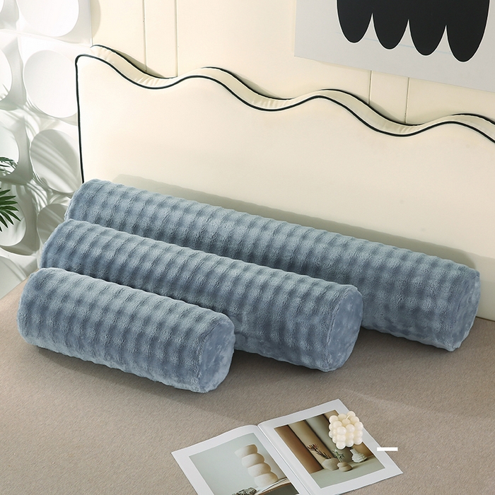 91家纺网 家纺一手货源 找家纺 永光家居 2026新款记忆棉圆柱枕枕头枕芯（不供多多） 兔毛绒 雾霾蓝