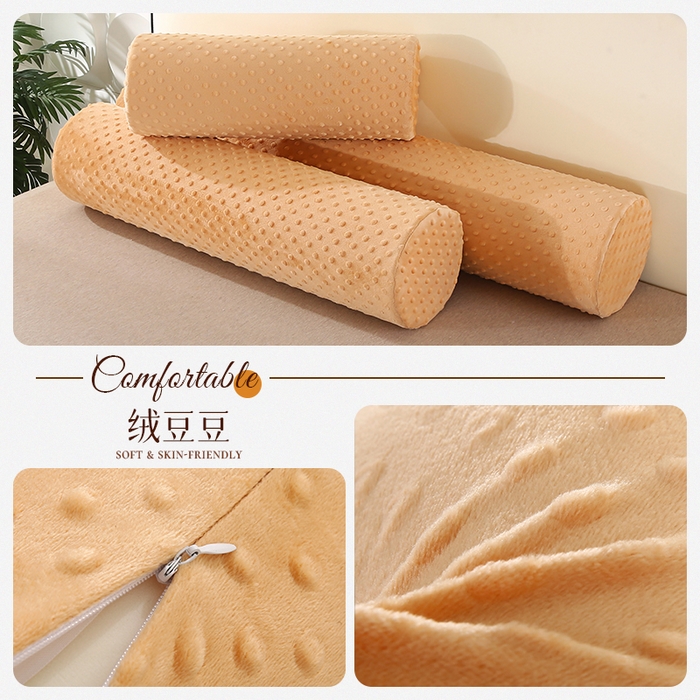 永光家居 2026新款记忆棉圆柱枕枕头枕芯（不供多多） 绒豆豆 驼色