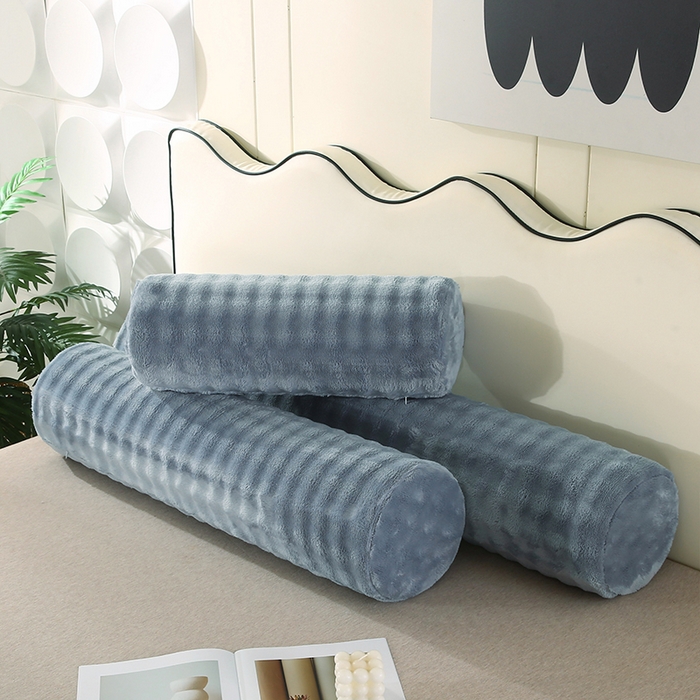 91家纺网 家纺一手货源 找家纺 永光家居 2026新款记忆棉圆柱枕枕头枕芯（不供多多） 兔毛绒 雾霾蓝