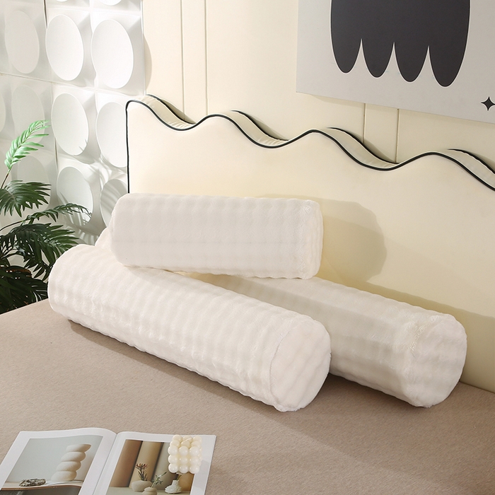 91家纺网 家纺一手货源 找家纺 永光家居 2026新款记忆棉圆柱枕枕头枕芯（不供多多） 兔毛绒 白色