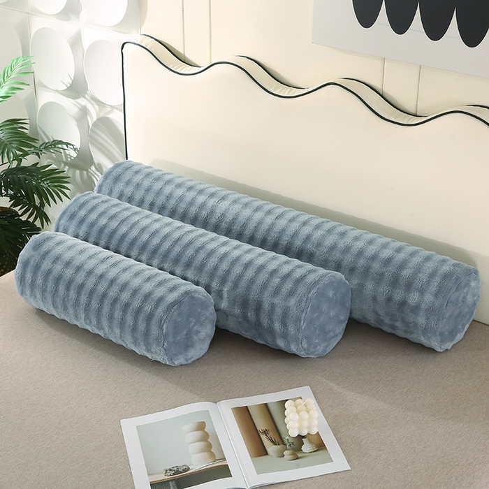 91家纺网 家纺一手货源 找家纺 永光家居 2026新款记忆棉圆柱枕枕头枕芯（不供多多） 兔毛绒 雾霾蓝