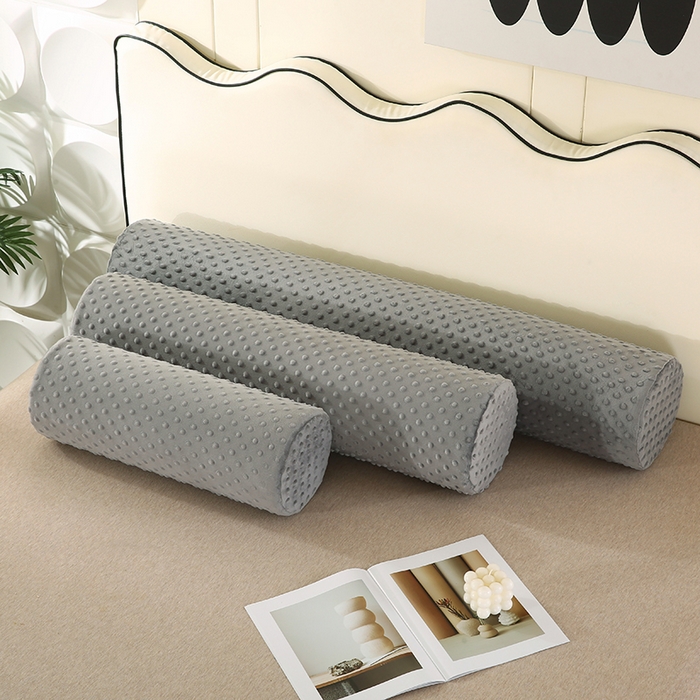 91家纺网 家纺一手货源 找家纺 永光家居 2026新款记忆棉圆柱枕枕头枕芯（不供多多） 绒豆豆 灰色