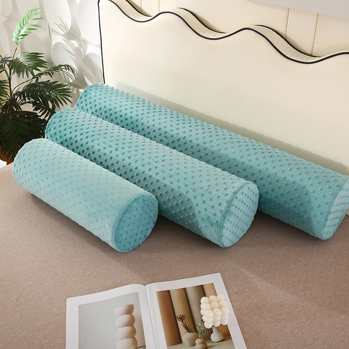 91家纺网 家纺一手货源 找家纺 永光家居 2026新款记忆棉圆柱枕枕头枕芯（不供多多） 绒豆豆 绿色