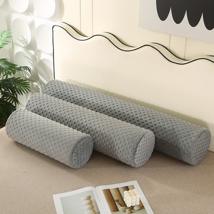 91家纺网 家纺一手货源 找家纺 永光家居 2026新款记忆棉圆柱枕枕头枕芯（不供多多） 绒豆豆 灰色