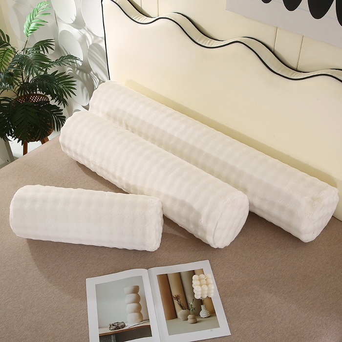 91家纺网 家纺一手货源 找家纺 永光家居 2026新款记忆棉圆柱枕枕头枕芯（不供多多） 兔毛绒 白色