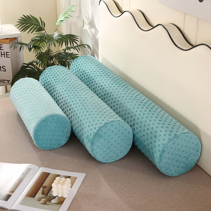 91家纺网 家纺一手货源 找家纺 永光家居 2026新款记忆棉圆柱枕枕头枕芯（不供多多） 绒豆豆 绿色