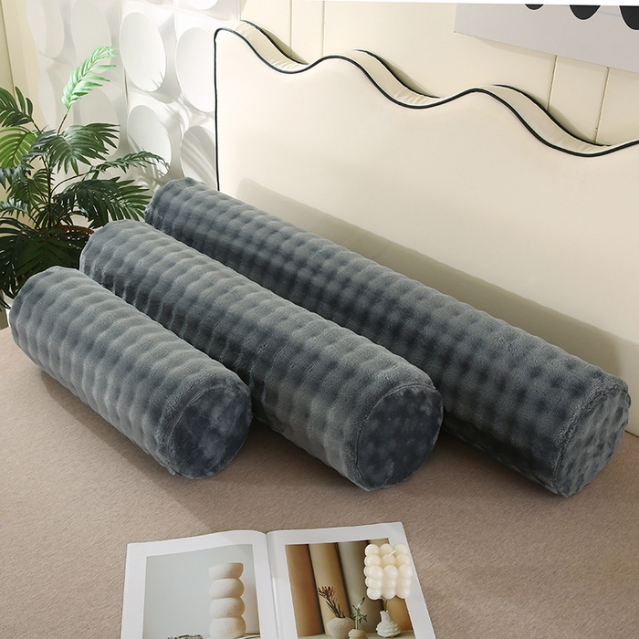 91家纺网 家纺一手货源 找家纺 永光家居 2026新款记忆棉圆柱枕枕头枕芯（不供多多） 兔毛绒 深灰