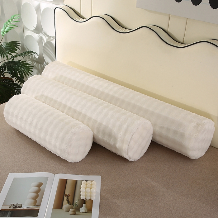 91家纺网 家纺一手货源 找家纺 永光家居 2026新款记忆棉圆柱枕枕头枕芯（不供多多） 兔毛绒 白色