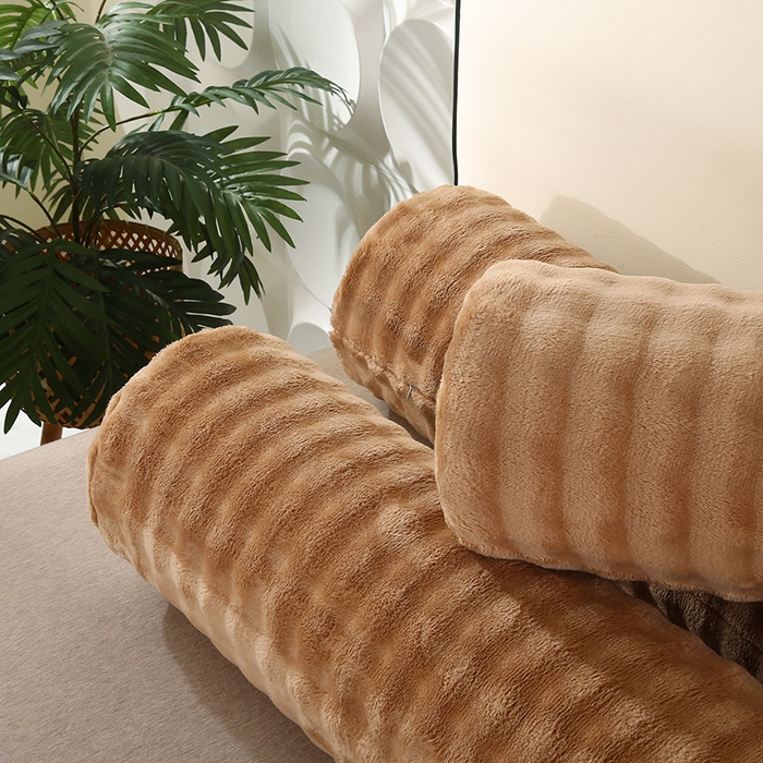 91家纺网 家纺一手货源 找家纺 永光家居 2026新款记忆棉圆柱枕枕头枕芯（不供多多） 兔毛绒 卡其