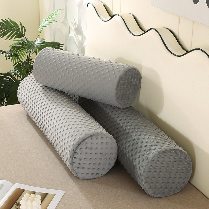 91家纺网 家纺一手货源 找家纺 永光家居 2026新款记忆棉圆柱枕枕头枕芯（不供多多） 绒豆豆 灰色