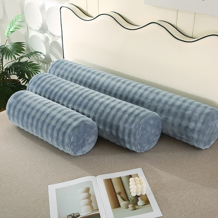 91家纺网 家纺一手货源 找家纺 永光家居 2026新款记忆棉圆柱枕枕头枕芯（不供多多） 兔毛绒 雾霾蓝