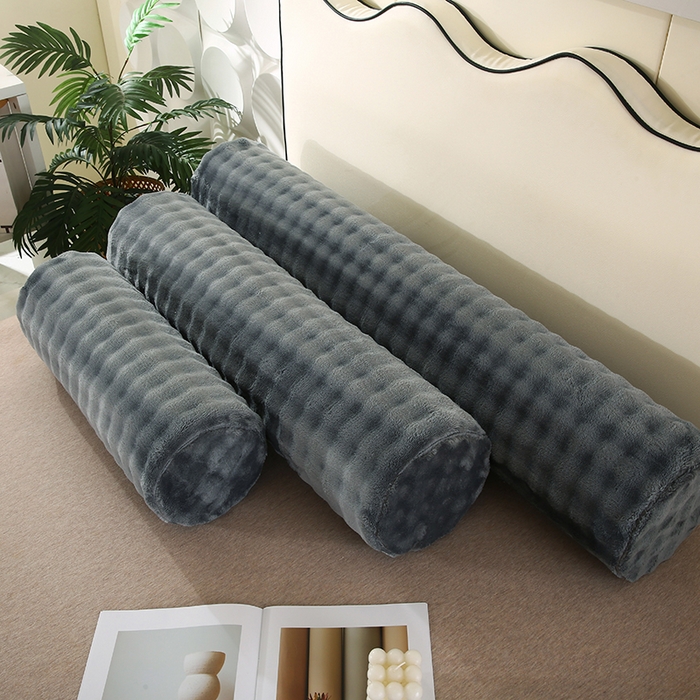 91家纺网 家纺一手货源 找家纺 永光家居 2026新款记忆棉圆柱枕枕头枕芯（不供多多） 兔毛绒 深灰