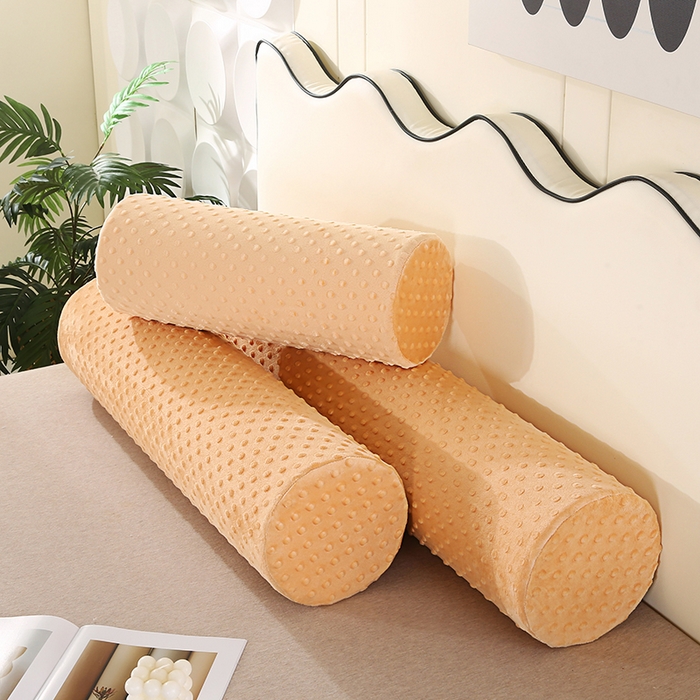 91家纺网 家纺一手货源 找家纺 永光家居 2026新款记忆棉圆柱枕枕头枕芯（不供多多） 绒豆豆 驼色