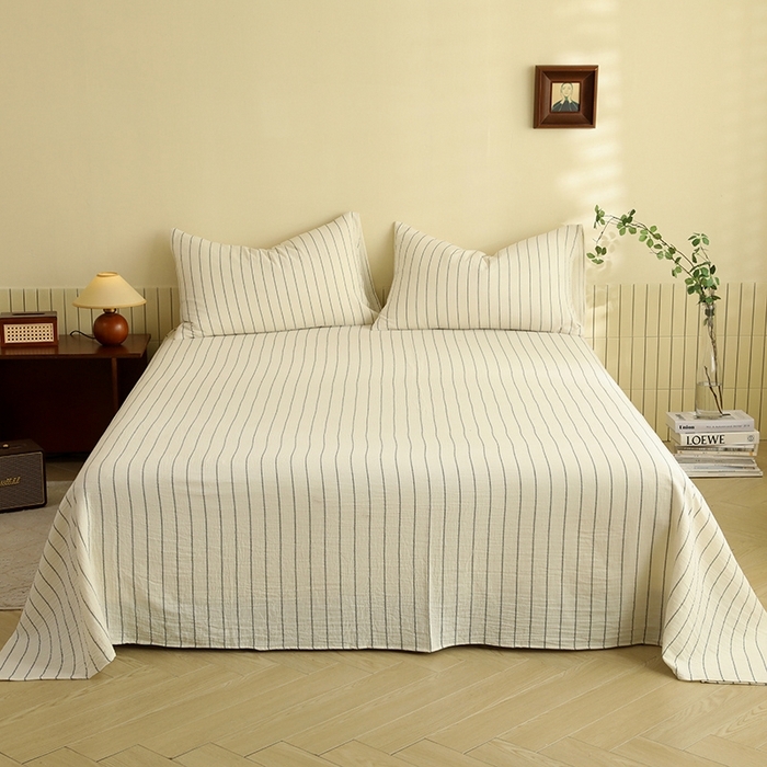 91家纺网 家纺一手货源 找家纺 （总）仰望棉麻双层纱供应链 2026新款青春律动全棉纯棉色织双层纱四件套