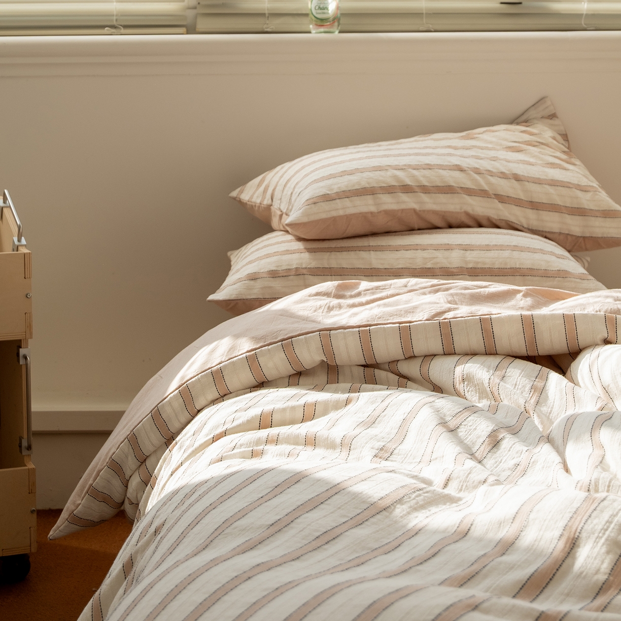 91家纺网 家纺一手货源 找家纺 （总）仰望棉麻双层纱供应链 2026新款浅香桃栗全棉纯棉色织提花四件套