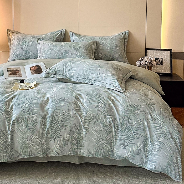 91家纺网 家纺一手货源 找家纺 简如 2025新款100%全棉纯棉磨毛四件套（有买家秀） 春苑-绿