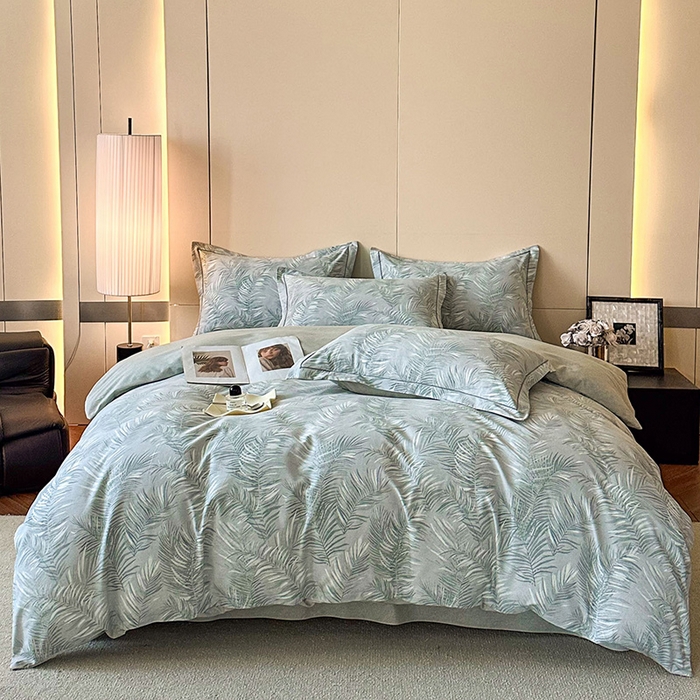 91家纺网 家纺一手货源 找家纺 简如 2025新款100%全棉纯棉磨毛四件套（有买家秀） 春苑-绿