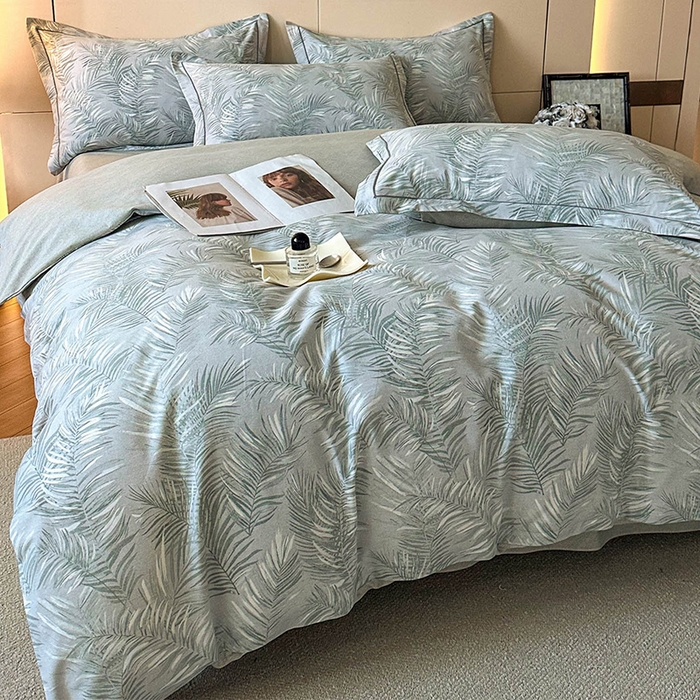 91家纺网 家纺一手货源 找家纺 简如 2025新款100%全棉纯棉磨毛四件套（有买家秀） 春苑-绿