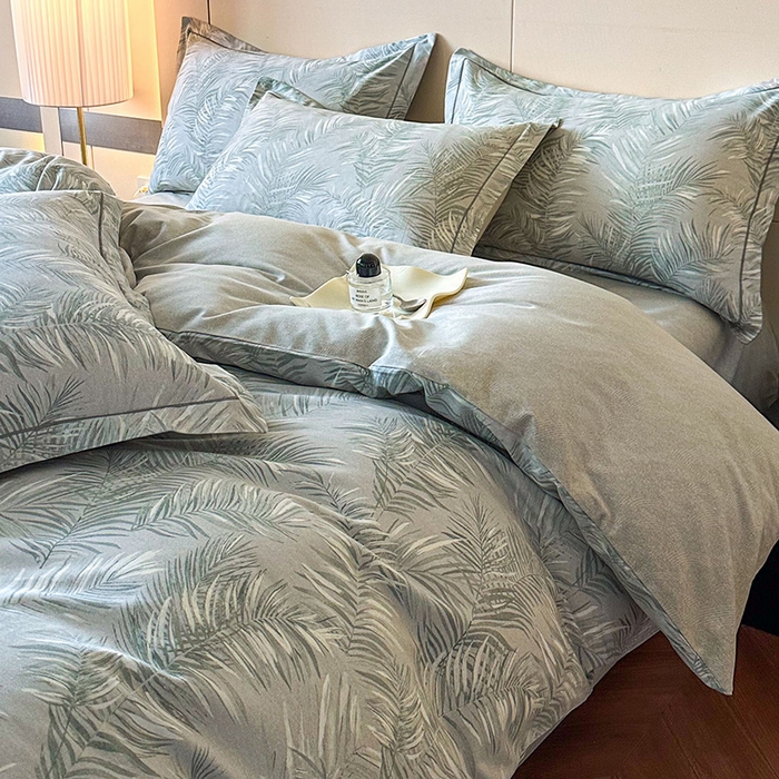 91家纺网 家纺一手货源 找家纺 简如 2025新款100%全棉纯棉磨毛四件套（有买家秀） 春苑-绿