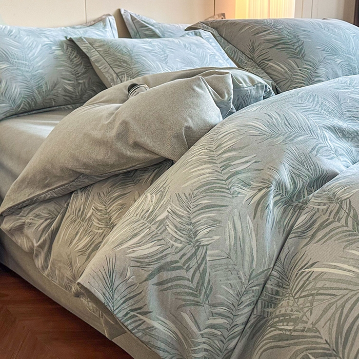 91家纺网 家纺一手货源 找家纺 简如 2025新款100%全棉纯棉磨毛四件套（有买家秀） 春苑-绿